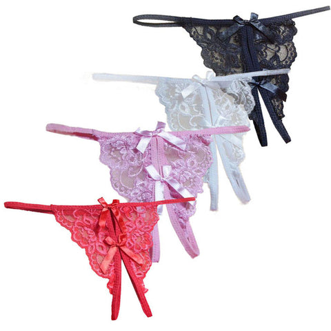 New women Open fork Transparency tanga bowknot Featured Strappy Sexy