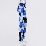 Women Blue Camouflage Sports Yoga Workout Gym Fitness Exercise Athletic Pants